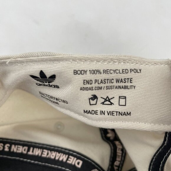 Adidas Originals 1.5” Webbing Strapback Hat Cream Dad Cap Trefoil Recycled Poly - Picture 9 of 10